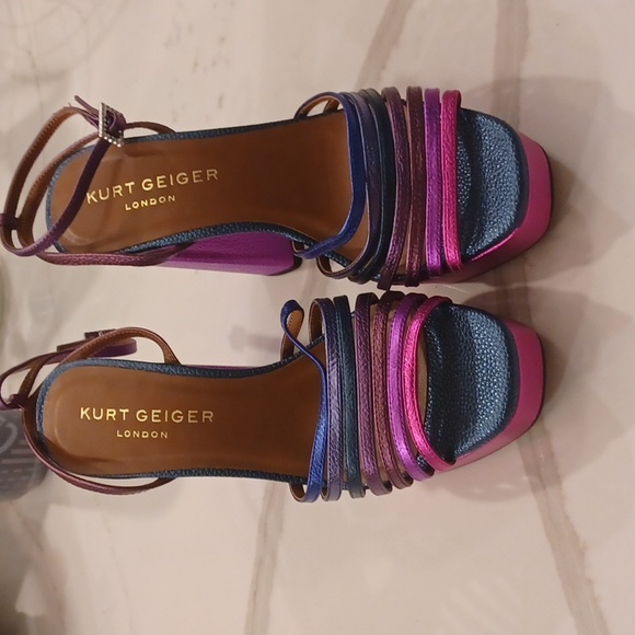 Kurt Geiger London Perria Purple Rainbow Platform Sandals SZ EU 38.5 - Picture 13 of 16